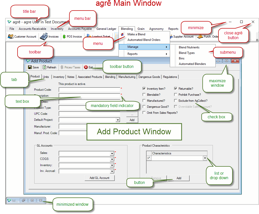 Main window, Add Product window